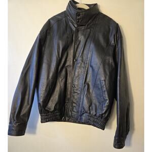 Niko Leather Designs Black Moto Biker Jacket Mens Size XL Zip In Liner EUC